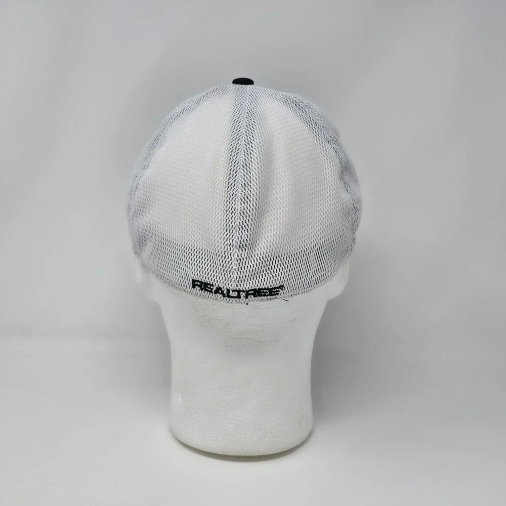 Realtree Outdoor Cap Hat Stretch Fit Size S/M Black White Mesh Mens Rubber Patch